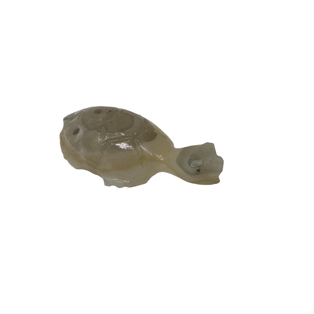 Vintage Hand Carved Onyx Alabaster Stone Marble Turtle Figurine Small Mini 5"